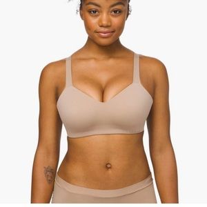 LULULEMON 34D Hold True Bra Clasp Back Taupe Soft Sand